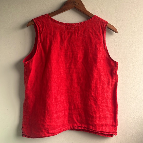 FLAX Linen Boxy Red Top, S - Picture 2 of 4